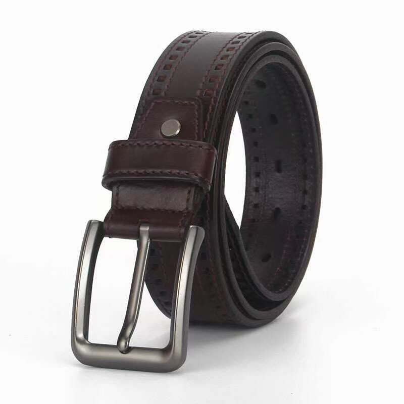 man genuine leather Wild black Pure cowhide belt Hollow Bore Belt Pin buckle Top layer leatherin the Accessories/Leather belt/Hat/Muffler , Belt/Leather belt/Yaolian  category - from Buy2taobao.com to provide professional Taobao agent buy service