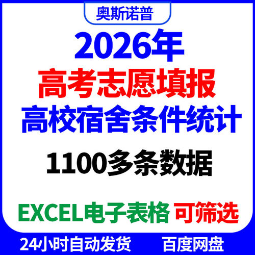 2026年高考志愿填报参考高校院校宿舍情况条件统计excel电子版表