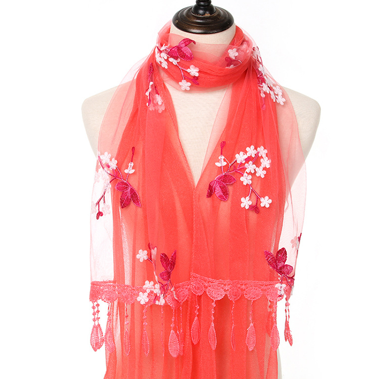 Three color flower scarf Plum blossom Embroidery Jacobs double-deck keep warm Sunscreen Silk scarf fashion Korean Edition Scarf Trend Pendantin the Accessories/Leather belt/Hat/Muffler , Muffler/Scarves/Shawl  category - from Buy2taobao.com to provide professional Taobao agent buy service