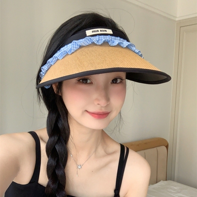 大檐黑胶防紫外线空顶防晒帽女