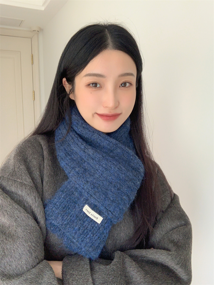 冬季韩版针织纯色围巾女