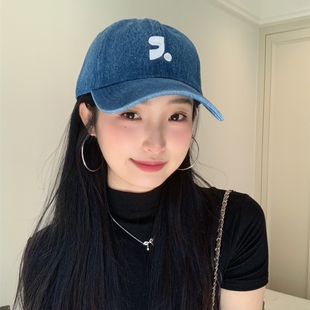 帽子女2025新款逗号刺绣宽檐牛仔鸭舌帽夏季休闲遮阳防晒棒球帽男