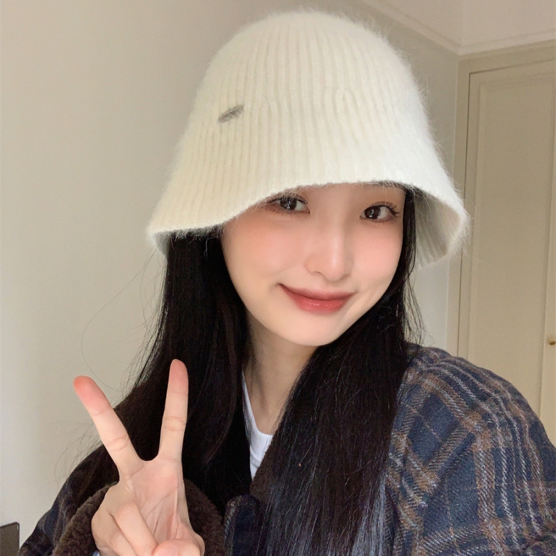 韩系秋冬兔毛显脸小逛街渔夫帽女