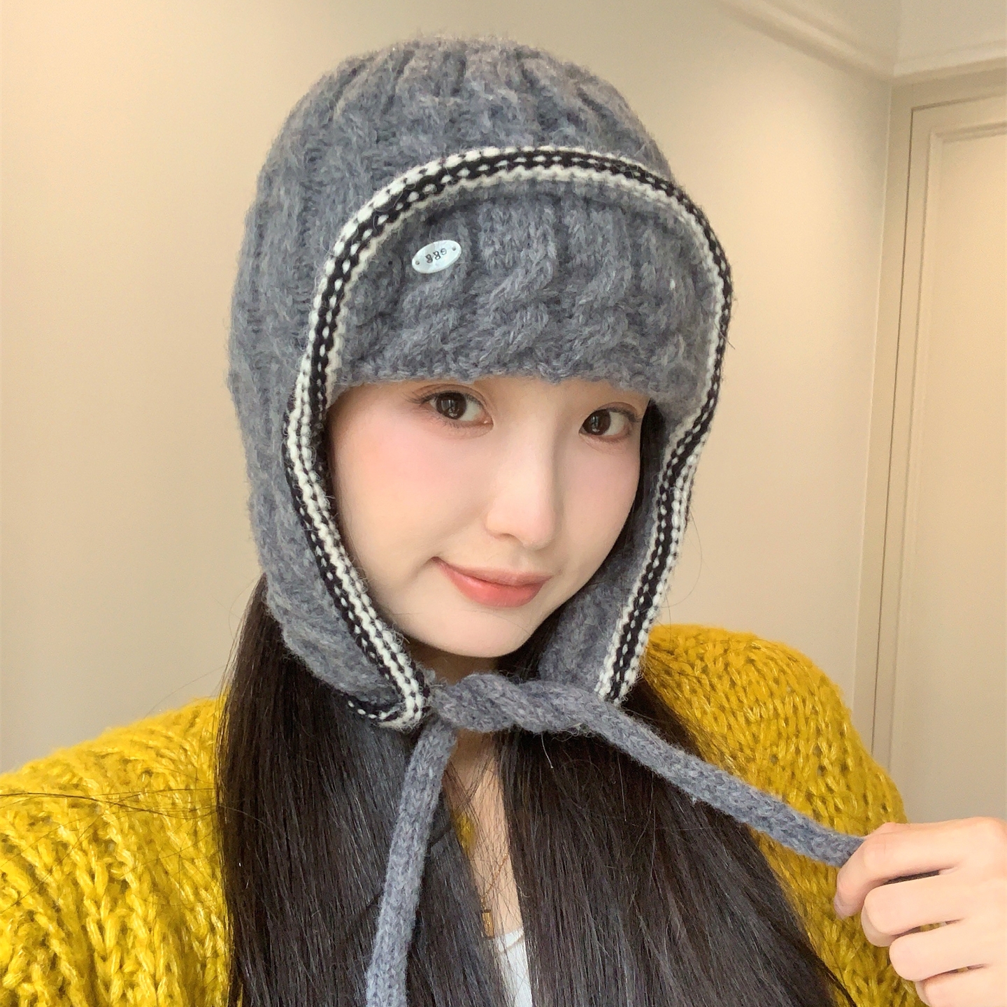 新款秋冬保暖防寒针织护耳帽女