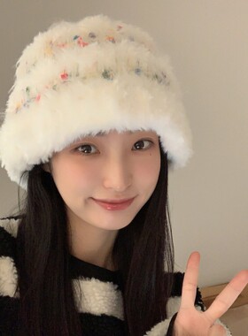 冬季甜妹出游保暖软糯毛线帽女