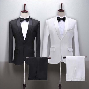 艺考播音主持人男士礼服青果领西服套装男歌手演出服舞台合唱西装