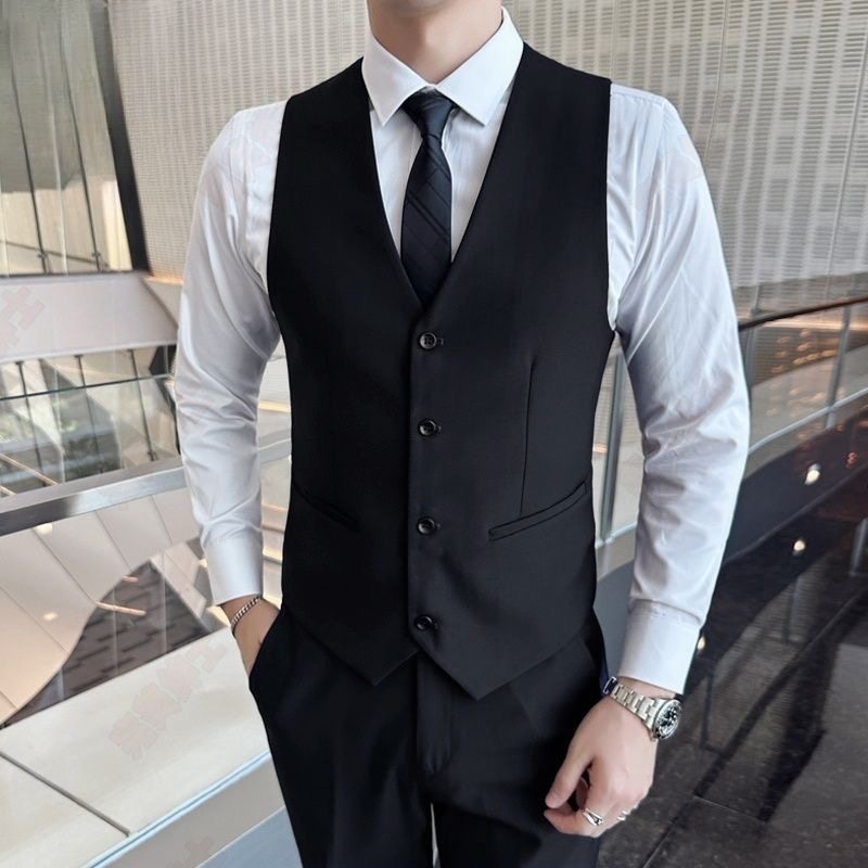 西装马甲套装男商务修身韩版休闲背心工作职业装坎肩结婚伴郎礼服