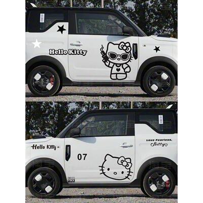 熊猫卡丁kt猫车贴拉花4门mini 糯玉米 小蚂蚁hello kitty车身贴纸