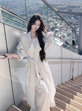 日本offcat巨好看白色风衣外套女2025早秋新款小个子气质中长款韩