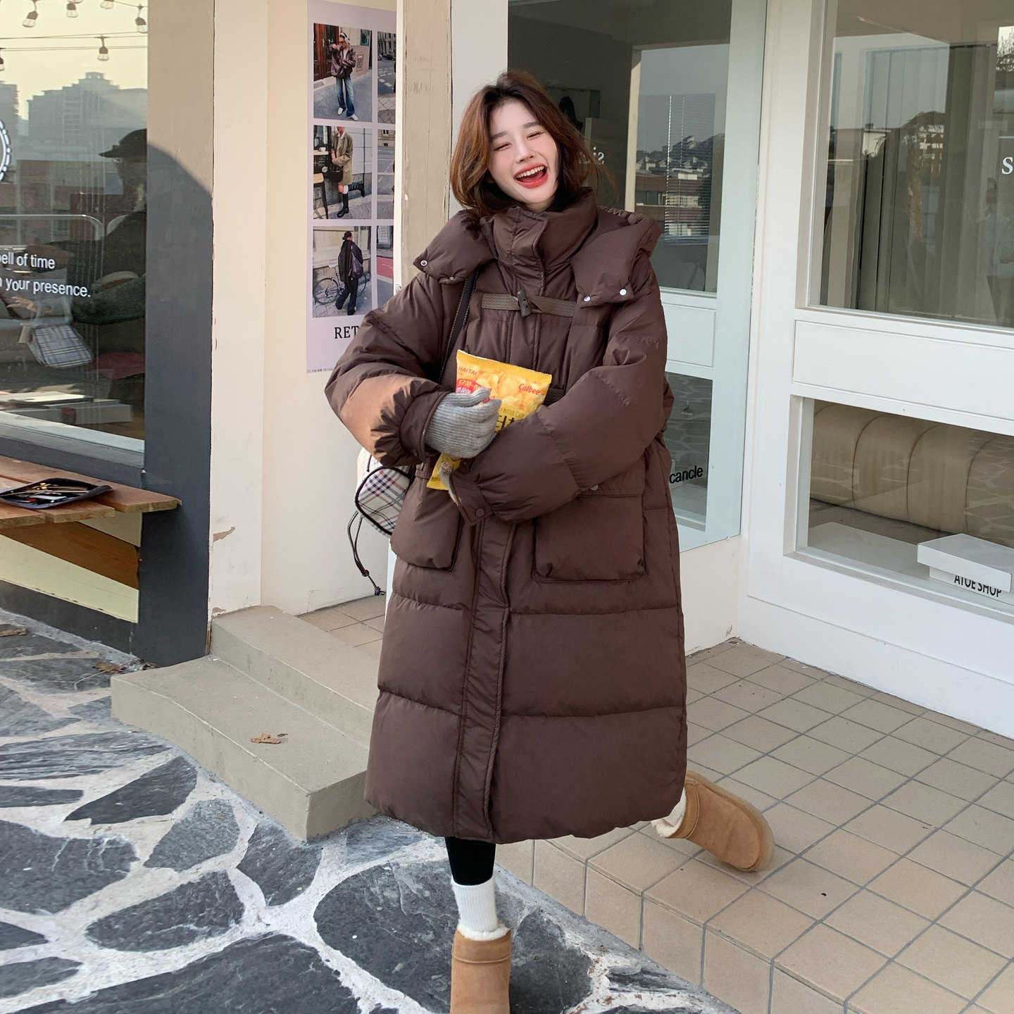 日本offcat美拉德棕色羽绒服女冬新款2025超火中长款韩版宽松超好