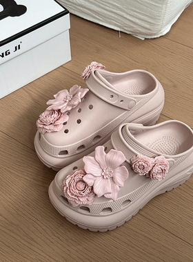 日本offcat时尚百搭休闲花朵洞洞鞋女款2025夏季新款设计感百搭经