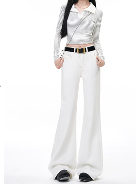 日本offcat高级感白色微喇牛仔裤女秋冬季新款设计垂感显瘦不贴腿