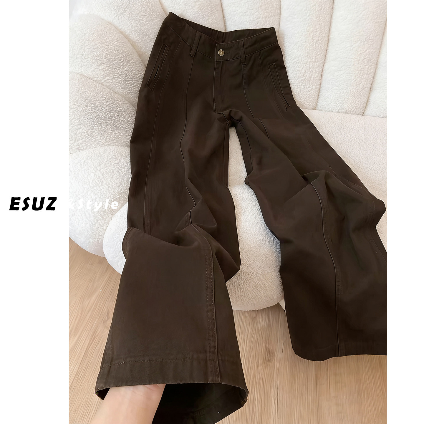日本offcat复古咖棕色阔腿牛仔裤女春秋冬2026新款松弛垂感小个子
