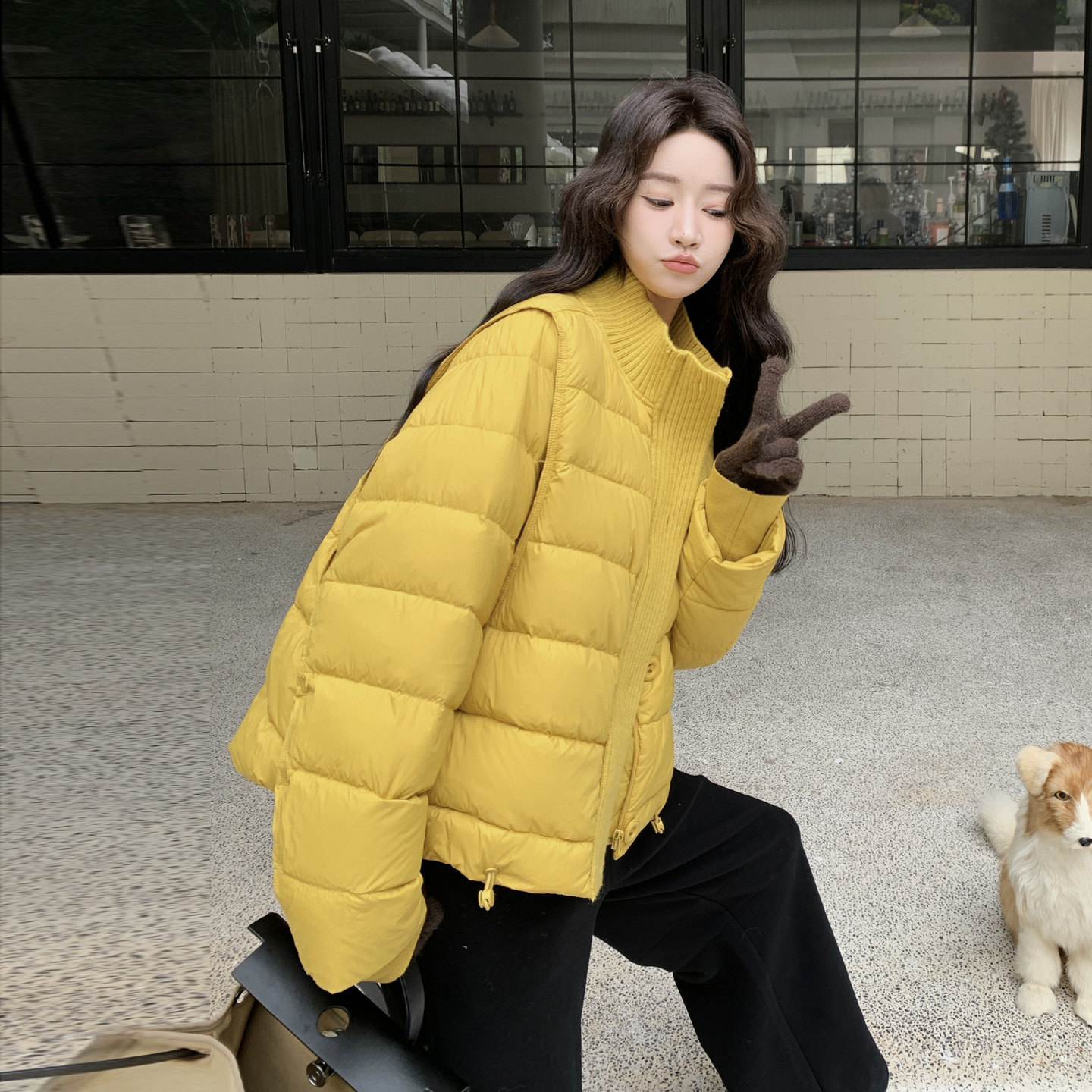 日本offcat黄色羽绒服女冬季新款2025超好看小个子短款设计感洋气