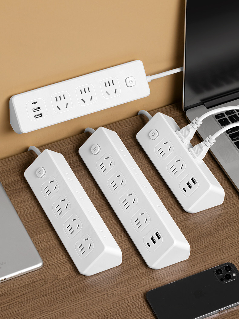 全铜侧面插接线板插座带USB