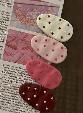 日韩撞色波点发夹简约可爱韩系甜美可爱前额侧边碎发鸭嘴夹发饰