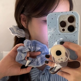 偏爱复古风~小众条纹大肠发圈法式复古设计感高马尾头绳皮筋ins