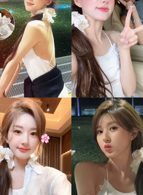 赵露思fever同款发圈蕾丝花边大肠复古法式氛围感刺绣大肠发饰