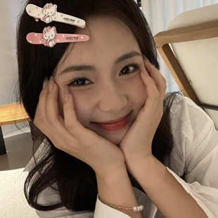 元 气满满可爱星星kt猫发夹ins风鸭嘴夹少女心学生侧边发夹对夹