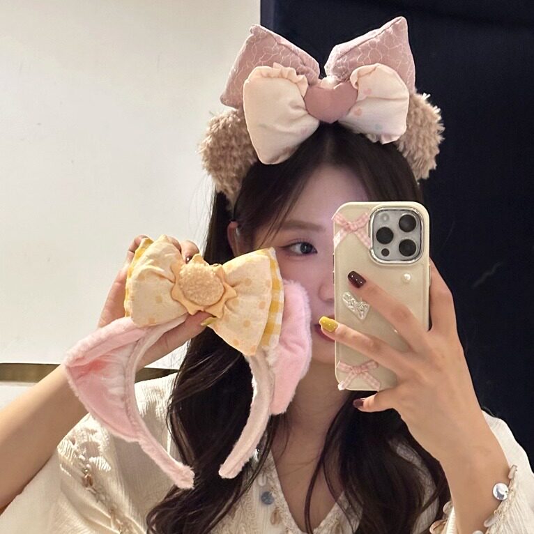 元气满满韩系ins风甜美少女心可爱蝴蝶结毛绒发箍洗脸敷面膜头箍