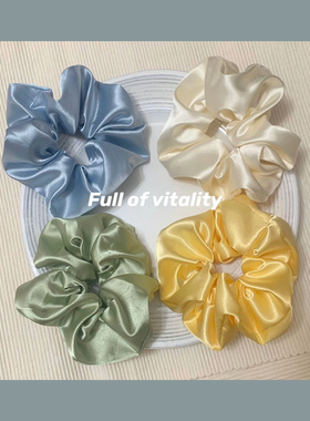 IU满满白色BM缎面大肠发圈jennie宋妍霏同款虞书欣苹果绿纯色发绳