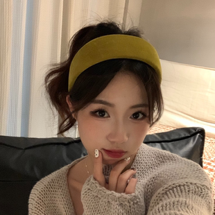 2025新款日韩发箍复古风加宽加厚网红丝绒毛绒法式针织发箍发饰