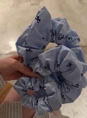 元气满满自制~韩系蓝色蝴蝶结大肠发圈甜美少女清新丸子头发饰