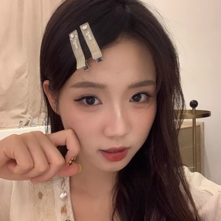 元 气满满醋酸材质甜美格纹爱心水钻刘海夹发夹百搭发饰清新少女感