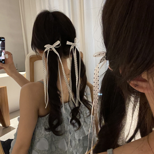 元 气满满少女心结波点蝴蝶结飘带发夹侧边夹精致发卡高颜值发饰