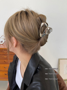 韩气girl 鲨鱼夹 不规则金属高级感抓夹简约后脑勺盘发高端时尚