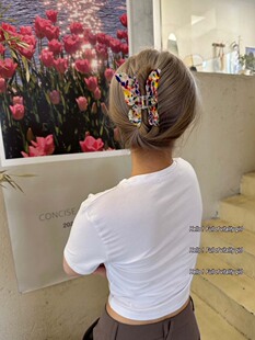 诗里 醋酸大抓夹气质炫彩少女后脑勺盘发鲨鱼夹发饰发抓 蝴蝶