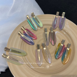 就像星光银河一样 侧边刘海碎发一字发夹敷面膜化妆鸭嘴夹发饰女