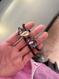 水钻拼接爱心发绳马尾丸子头皮筋弹力头绳发饰女 桃心 呀 吼闪