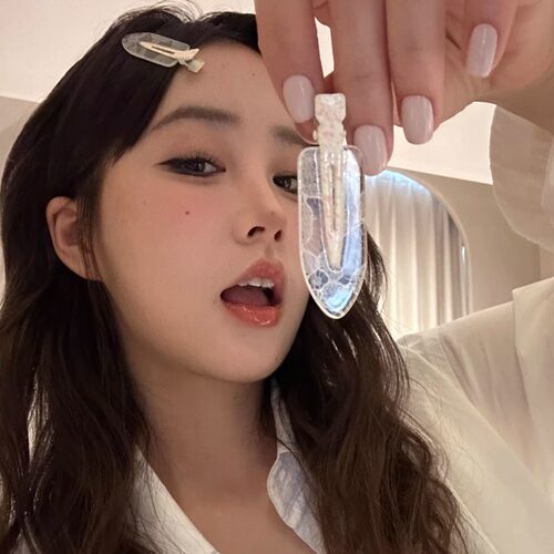 渐变开心常驻花纹前额发夹气质