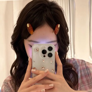 一期复古风 琥珀巴雷特醋酸椭圆鸭嘴夹刘海发夹边夹发饰 fever同款