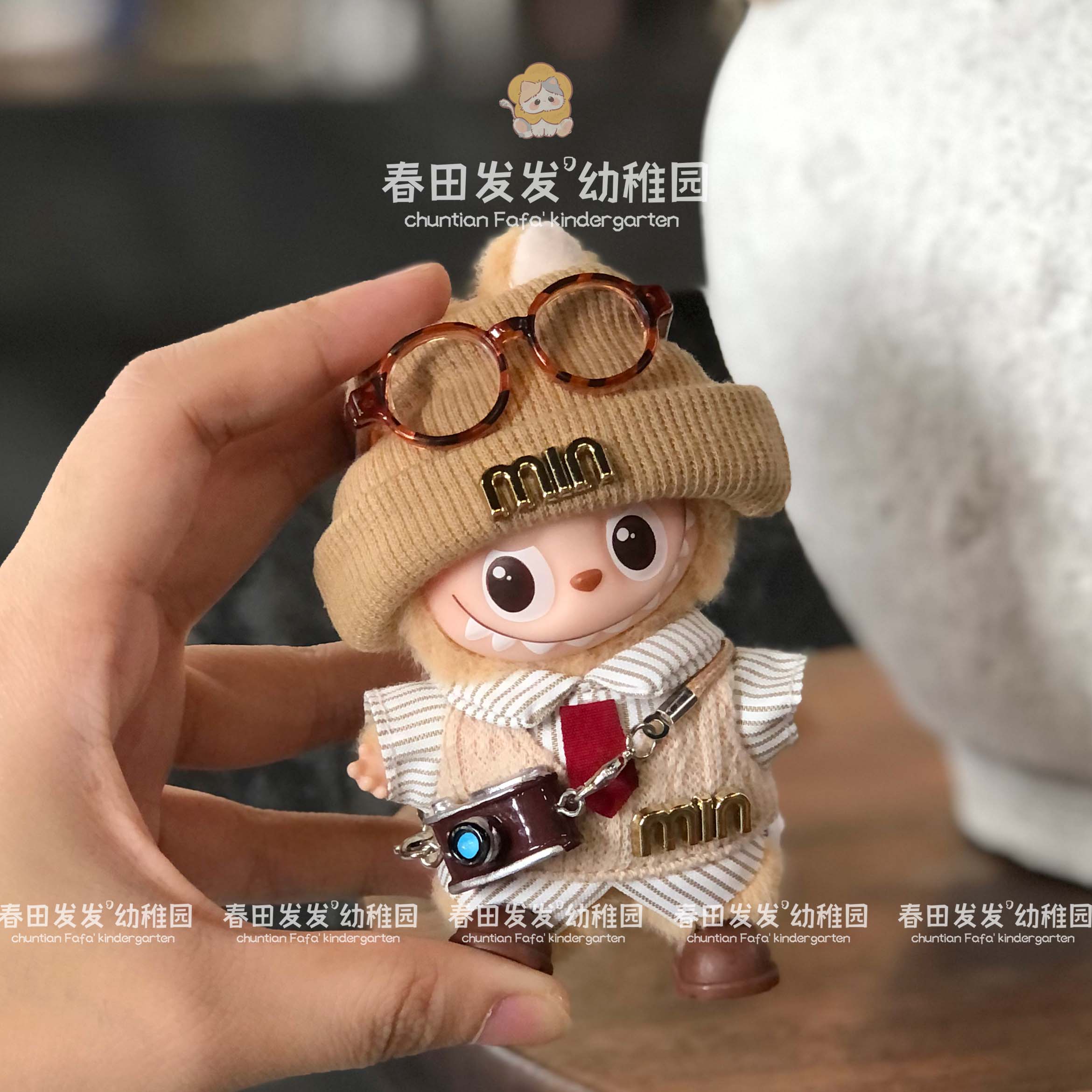 新品labubu娃衣4.0套装迷你拉布布衣服潮玩相机帽子眼镜全套