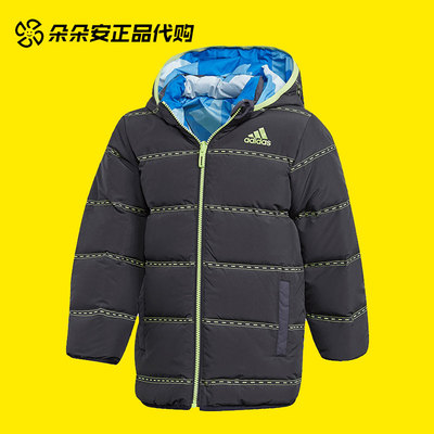 阿迪达斯保暖连帽男两面穿羽绒服