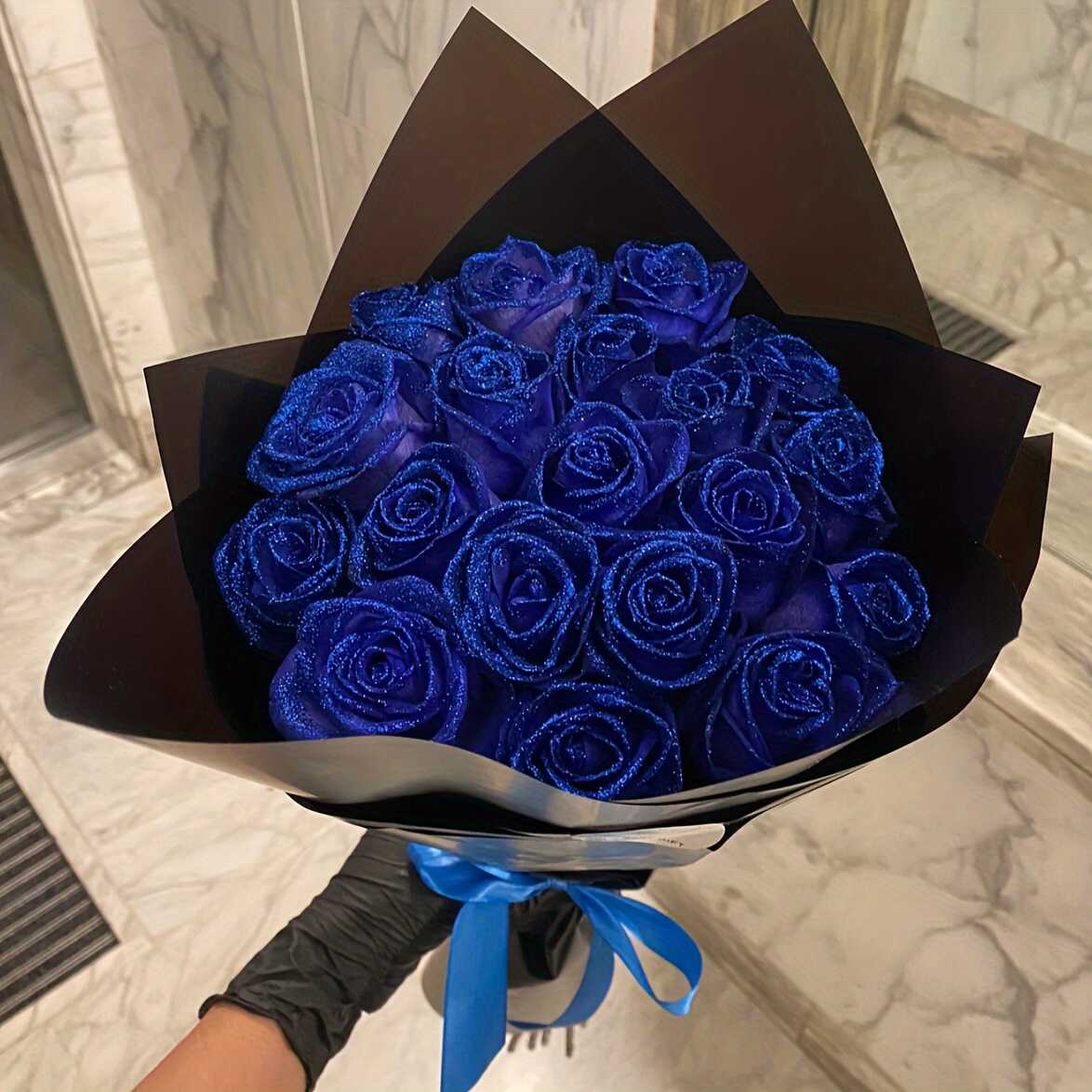Glitter  rose bouquet玫瑰花半成品DIY 礼物 永生花52朵我爱你