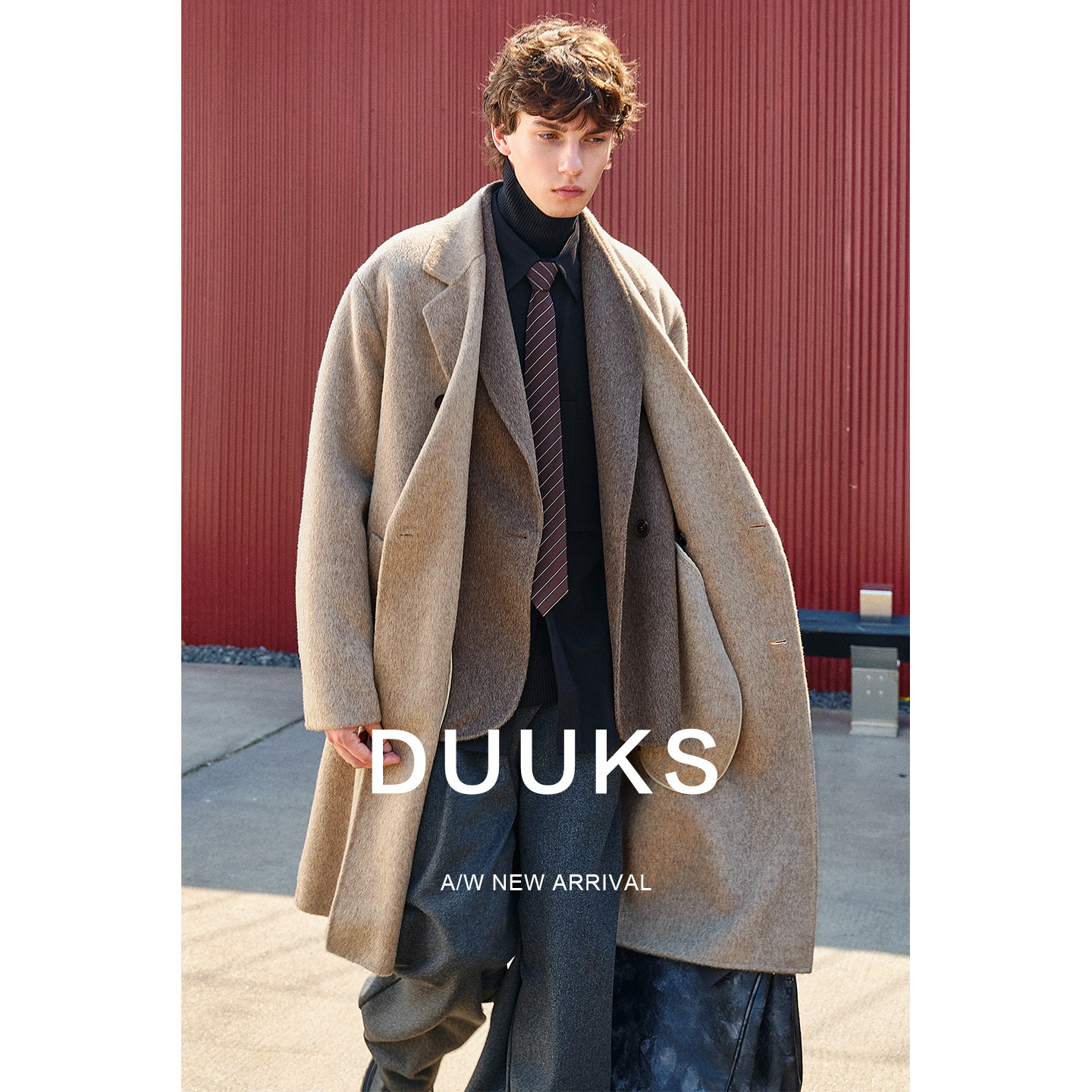 假两件100%羊毛呢子大衣男士中长款秋冬季韩版绒双面呢外套,男装,毛呢大衣,淘宝优惠券,粉丝福利购,淘宝优惠卷