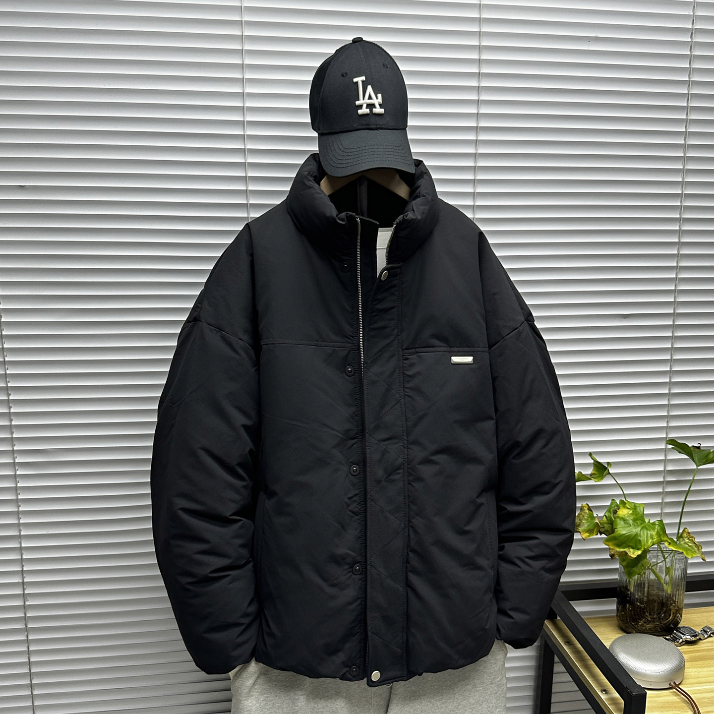 90白鸭绒立领羽绒服男士冬季装大码oversize胖子保暖面包外套无帽