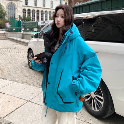 工装风连帽冲锋衣羽绒服男女款秋冬2025新款休闲保暖90白鸭绒外套