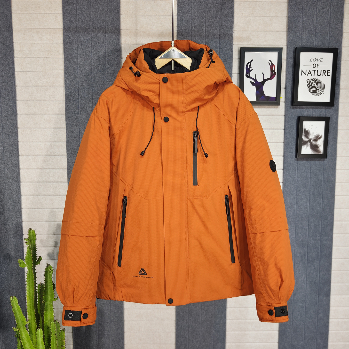 冬季户外男士连帽冲锋衣羽绒服时尚潮流90白鸭绒青年保暖外套上衣