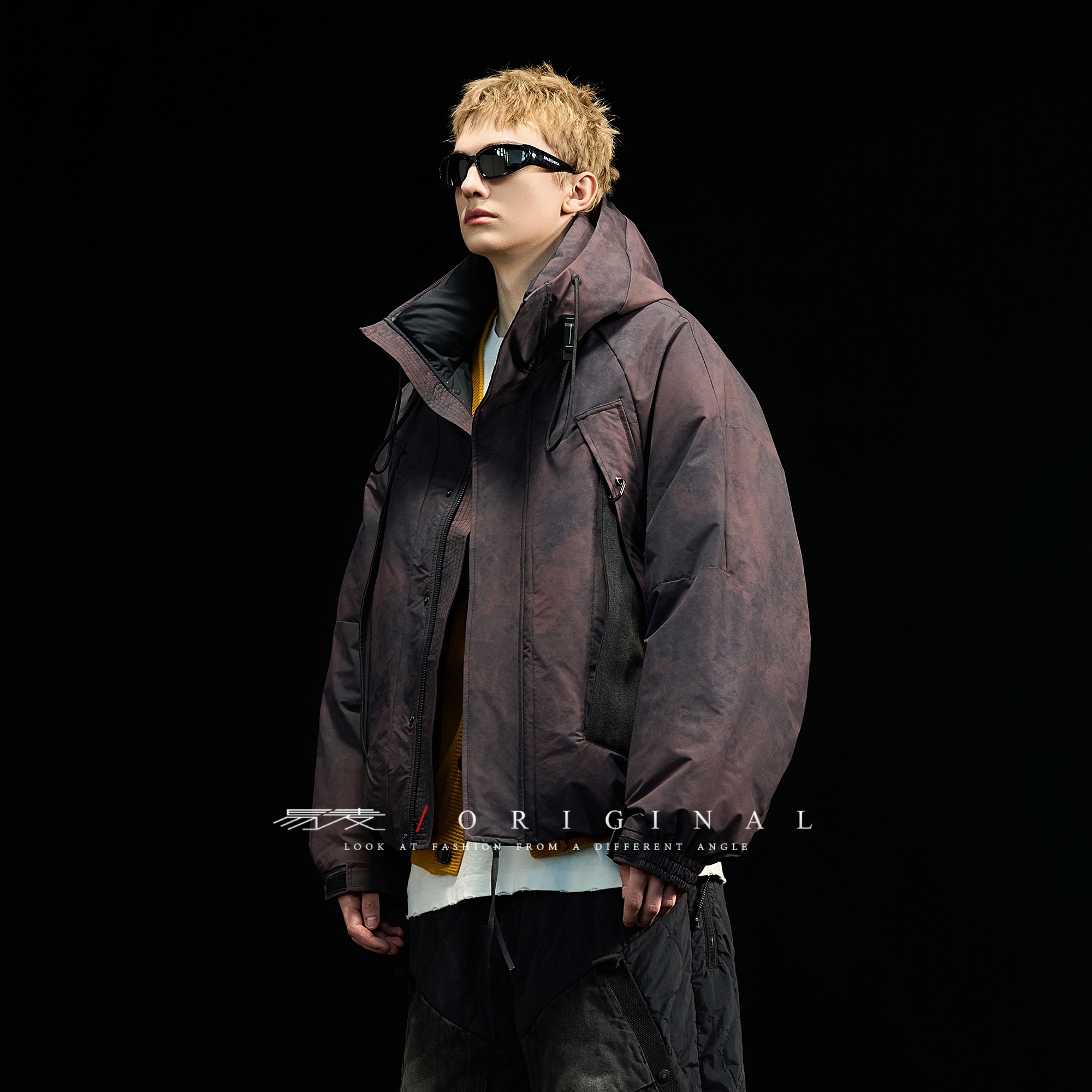 易麦冬季新款羽绒服男脏脏休闲工装连帽加绒加厚宽松休闲百搭外套