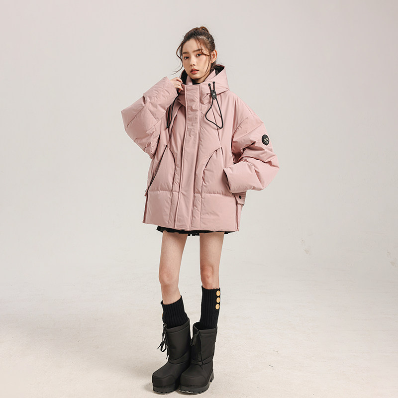 粉色连帽羽绒服外套女冬季2025新款宽松加厚保暖极寒白鸭绒面包服,男装,羽绒服,淘宝优惠券,粉丝福利购,淘宝优惠卷