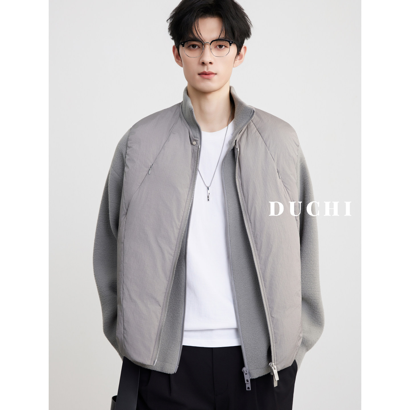 可拆卸马甲白鸭绒羽绒服男冬季新款高级立领加厚保暖针织外套