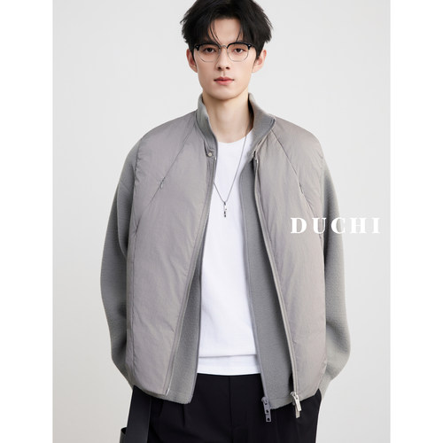 可拆卸马甲白鸭绒羽绒服男冬季新款高级立领加厚保暖针织外套