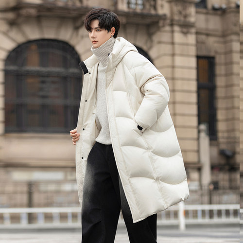 白色超厚高容量300g羽绒服男长款过膝东北冬季零下40度极寒外套男