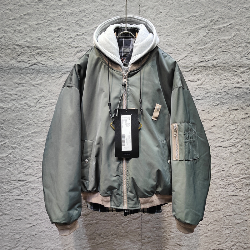 易麦正品假三件连帽耐磨三领口羽绒飞行夹克原创耐穿潮流90白鸭绒