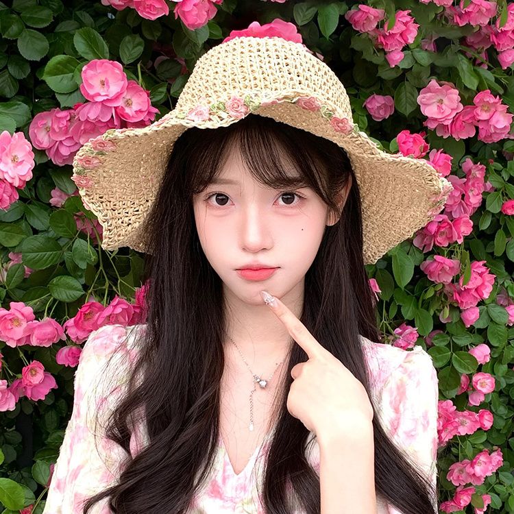 日本代购GP田园风草帽女夏季海边度假镂空遮阳渔夫帽可折叠防晒帽