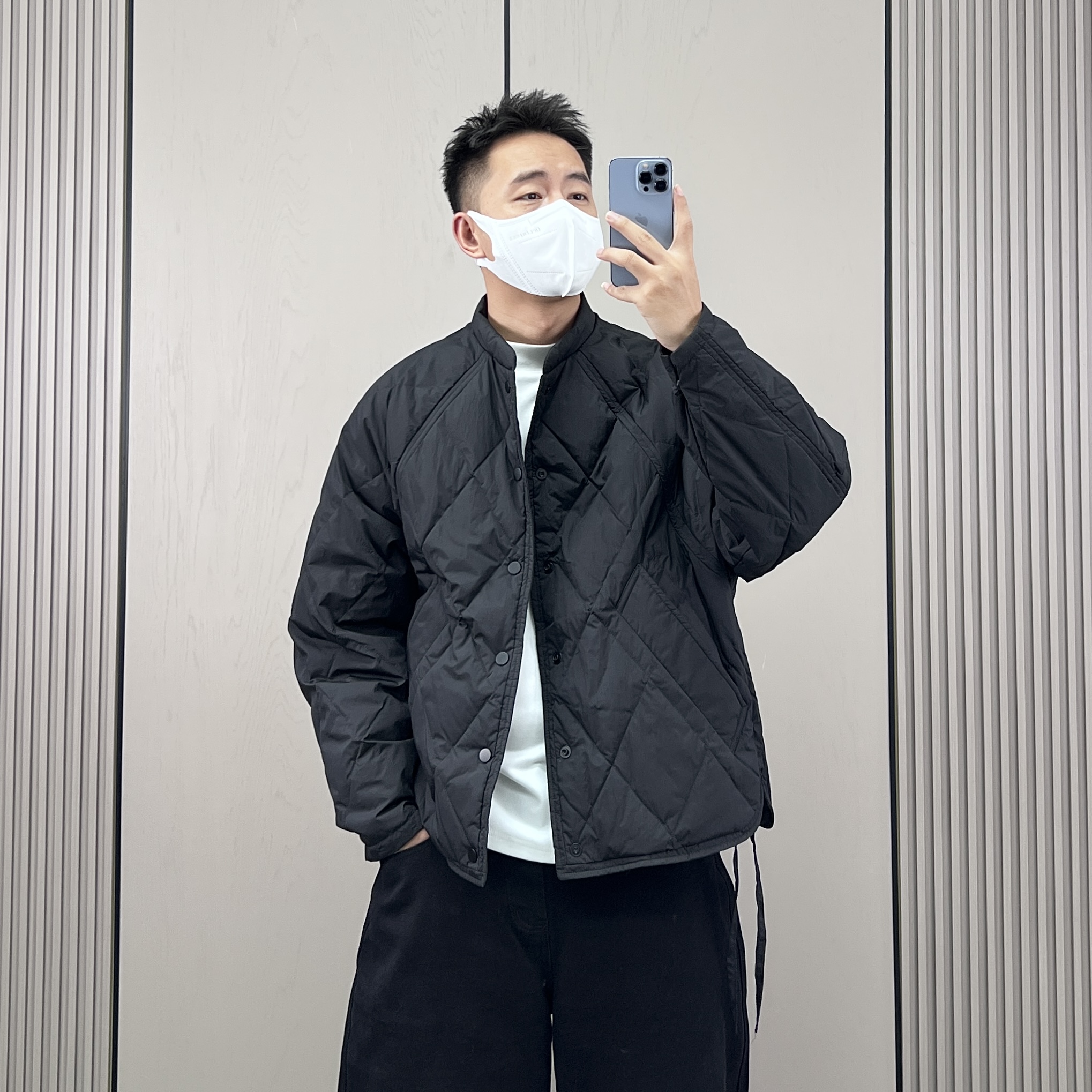 高品质日系复古两面穿轻薄款菱形格羽绒服男冬季休闲宽松保暖外套